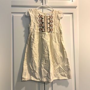 girls old navy L 10-12 dress cream tribal geometric embroidering